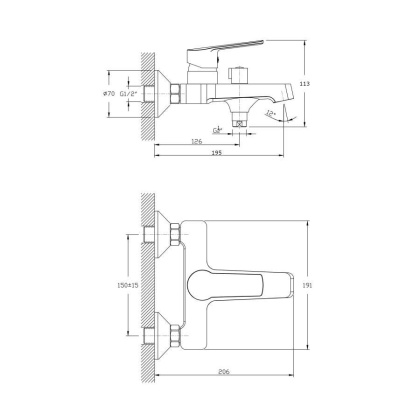 Смеситель для ванны с коротким изливом  RUSH Balearic (BA3935-44)