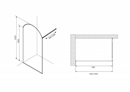 Душевая перегородка ABBER Immer Offen AG64100BN