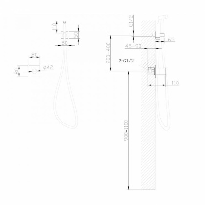 Смеситель ABBER Rund AF8725G с гигиеническим душем, золото матовое Смеситель ABBER Rund AF8725G с гигиеническим душем, золото матовое