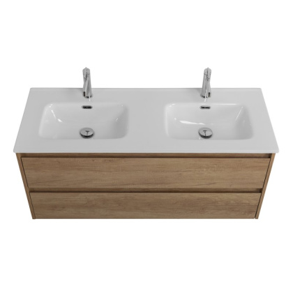 Тумба с раковиной на две чаши подвесная BelBagno KRAFT 120 Cemento Grigio , раковина белая