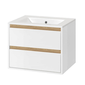 Тумба под раковину EXCELLENT Tuto 80 см (белый/дуб), 2 ящика