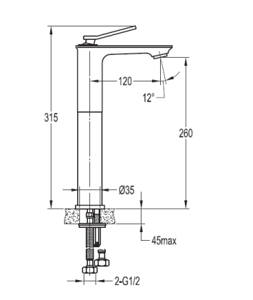 CITY-F-LC-01-W0 Смеситель для накладных раковин без донного клапана