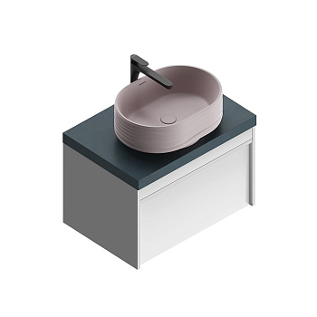 Тумба MODULA подвесная 70 с ящиком 1+1, белая глянцевая MO.70.1+1\WHT