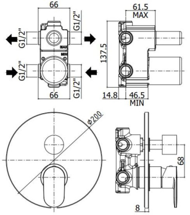 Смеситель для ванны Paffoni Candy CA018CR (с внутренней частью) хром