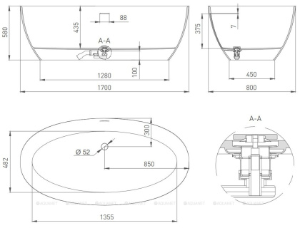 Ванна из искусственного камня ALDA Nuova 160х80,101923M