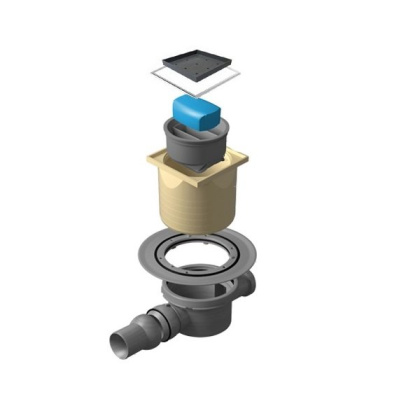 13000069 Точечный трап 100х100 мм Confluo Standard Vertical Dry,с сухим затвором, металл с перфорацией Tide (Волна),с рамкой Исполнение: Хром 