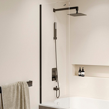 Шторка на ванну  50*150 RGW SC-056-8-B Чёрный/Прозрачное/8 мм (Easy)