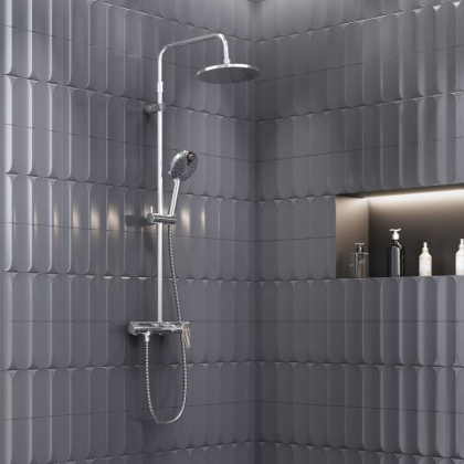 977780000 Jupiter душевая система с душевым смесителем-полкой, Хром