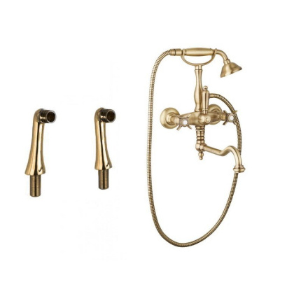 LORD-PBV2-01-Bi Смеситель на борт ванны с поворотным изливом и ручным душем Исполнение: Хром, Ручки: Белый 