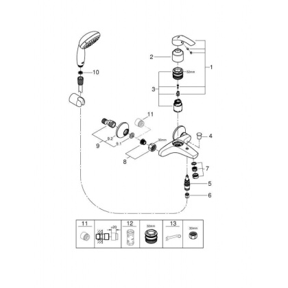 Смеситель для ванны с душевым гарнитуром, цвет: хром Смеситель для ванны с душевым гарнитуром, цвет: хром