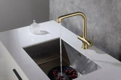 Смеситель Timo Saona 2346/02FL для кухни с подключением фильтра и выдвижной лейкой, антик