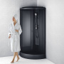 W90C-401-090BT Gem кабина душевая 90x90, 1/4 круга,  профиль Черный, стекло прозрачное