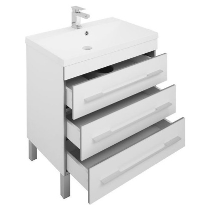Тумба с раковиной Aquanet Верона 75 белый (напольная 3 ящика)