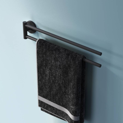 Двойная вешалка-вертушка для полотенец X-Joy, 7,2х37,4х5,3 см, черная, A85A32622