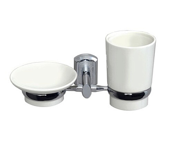 Держатель стакана и мыльницы, 19,5х10,6х10,8 см, белый, K-28126