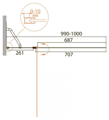 RELAX-V-11-100/140-C-Bi Шторка на ванну Условные размеры, мм:1000х1400 Габариты с диапазоном регулировок, мм:(990-1000)х1400 