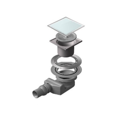 13000096 Точечный трап 150х150 мм Confluo Standard White Glass 4, белое стекло, с рамкой Исполнение: Хром 