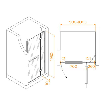 Душевая дверь 100*195 RGW HO-008 Хром/Прозрачное/8 мм (EasyClean) Душевая дверь 100*195 RGW HO-008 Хром/Прозрачное/8 мм (EasyClean)