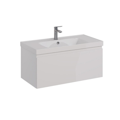 Тумба Lemark VEON MINI 90см под 1 раковину, подвесная, с 1 ящик, цвет корпуса, фасада: Белый глянец