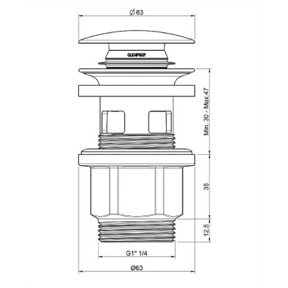 Пробка "click-clack" к сифону для умывальника A64IN (инокс) Пробка "click-clack" к сифону для умывальника A64IN (инокс)