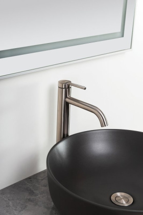 ETNA Смеситель для накладных раковин без донного клапана, нержавеющая сталь, исполнение сатин ETN-LMC2-IN