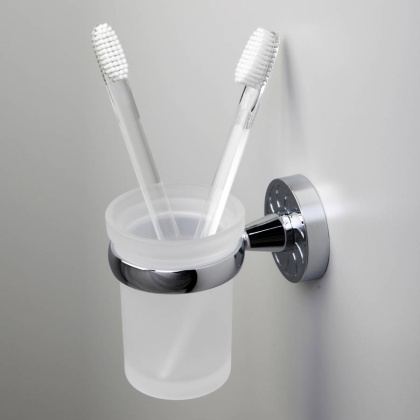 Подстаканник одинарный Isen, 7х10х10,7 см, хром и белый, K-4028