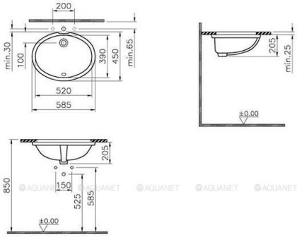 Раковина Arkitekt, встраиваемая снизу, 52 см, цвет белый Раковина Arkitekt, встраиваемая снизу, 52 см, цвет белый