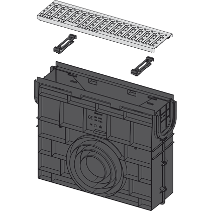 Пескоуловитель для дренажного канала AVZ102 с пластиковой рамой и оцинкованной решеткой „C“ профиль A15