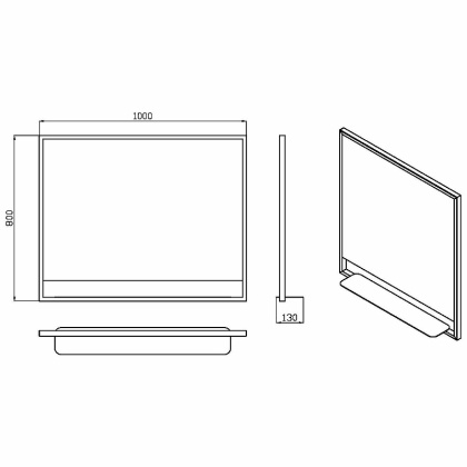 Зеркало Vallessi прямоугольное 100*80 с полочкой антрацит 552_2 Boheme