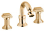 OLIMP-BBS2-03/24-Sw Смеситель для биде на три отверстия с донным клапаном, золото, ручки Swarovski