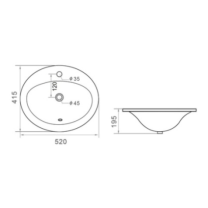 Раковина Orange B06-520w встраиваемая, белый Раковина Orange B06-520w встраиваемая, белый
