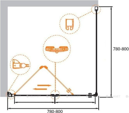 ELENA-W-AS-1-80-C-Cr Душевой уголок