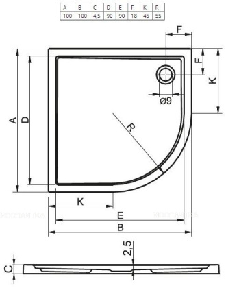 Акриловый душевой поддон Riho Zurich 284 100x100 белый R55 DA9200500000000