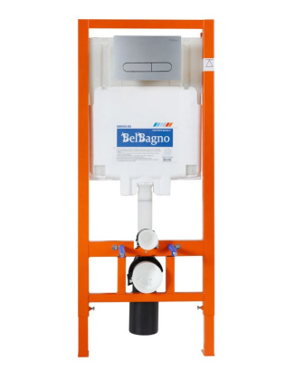 Унитаз подвесной с сиденьем BelBagno ACQUA + Система инсталляции для унитазов с кнопкой смыва BB006-PR-CHROME.M Исполнение: Хром матовый  Унитаз подвесной с сиденьем BelBagno ACQUA + Система инсталляции для унитазов с кнопкой смыва BB006-PR-CHROME.M Исполнение: Хром матовый