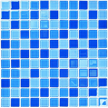 Мозаика стеклянная Blue wave-1 (чип 4*25*25) 300*300(22шт-1.98м2), м2
