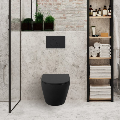 COLORATO Унитаз подвесной безободковый с креплением, чёрный матовый, BB062CHR-MB COLORATO Унитаз подвесной безободковый с креплением, чёрный матовый, BB062CHR-MB