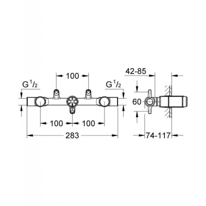 Встраиваемый механизм, 1/2, GROHE, двухвентильный, (29025000)