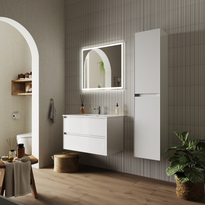 Тумба подвесная SANCOS Cento 790х450х500, c двумя ящиками оснащенными доводчиками, белый глянец, арт. CN80W