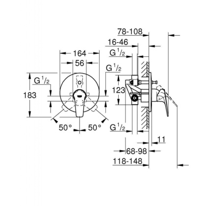 Смеситель для ванны GROHE BauFlow для скрытого монтажа, хром (29113000) Смеситель для ванны GROHE BauFlow для скрытого монтажа, хром (29113000)