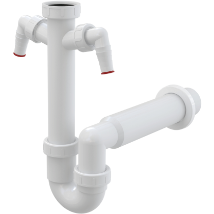 Сифон трубчатый с накидной гайкой 6/4" и двумя штуцерами