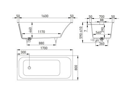 Ванна из литьевого мрамора Salini Orlanda Kit 170х80 102116M матовая