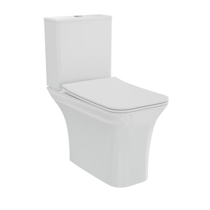 Унитаз-компакт безободковый Creto Cer C2 1002-002Cer-C2W с быстросъёмной крышкой-сиденьем микролифт Slim (арматура Geberit)