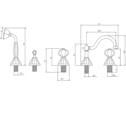 Смеситель для ванны Migliore Olivia 19029