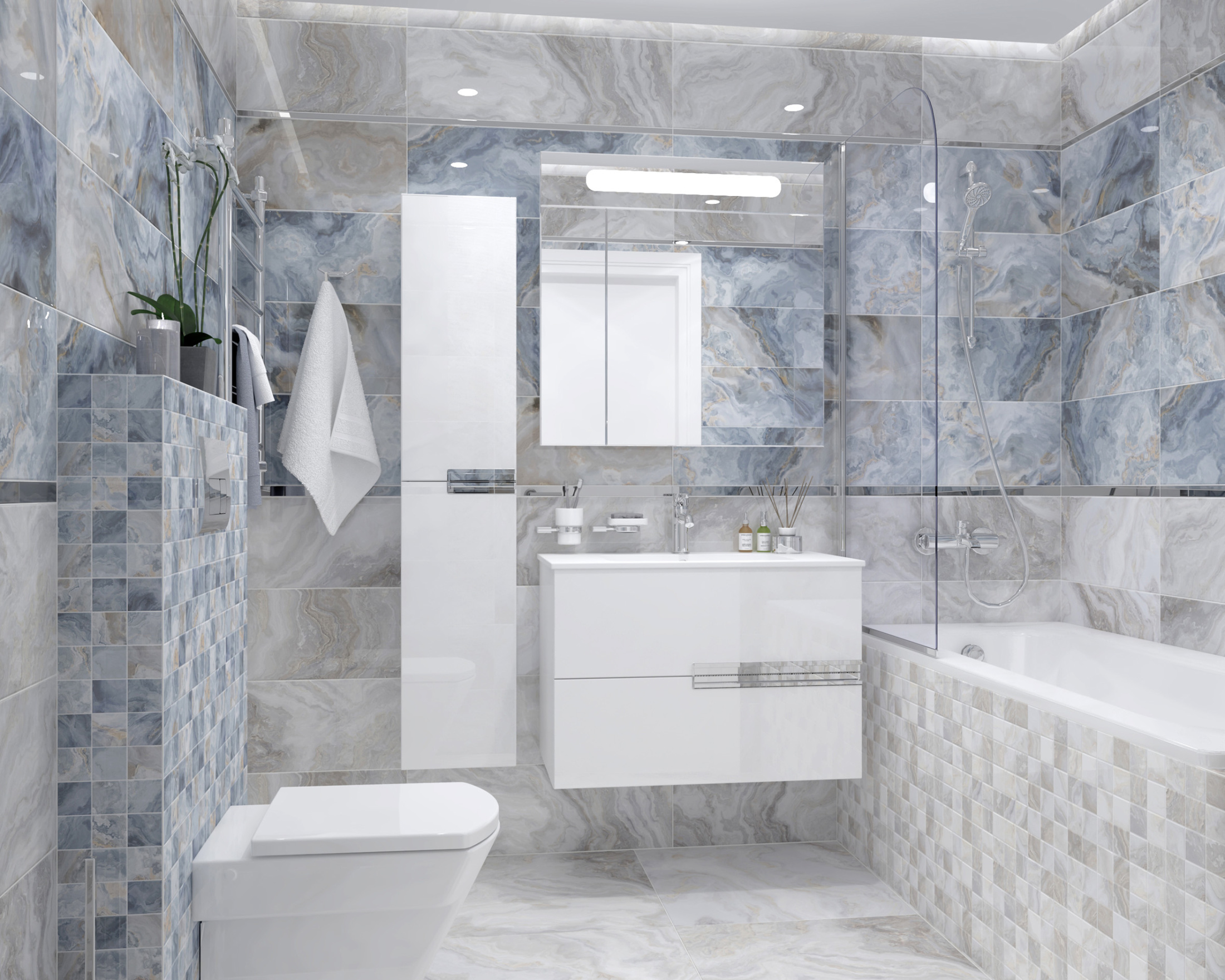 Плитка настенная Blues голубой 25х75 (9шт/1,69м2),м2