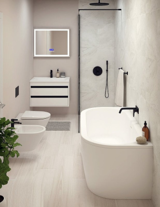 Акриловая ванна CEZARES SLIM WALL-180-80-60-W37-SET