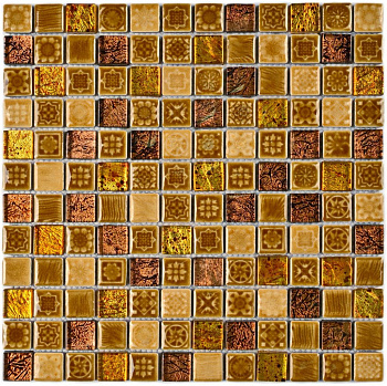 Мозаика стеклянная с камнем Morocco Gold (чип 8*23*23) 300*300(11шт.-0.99м2), м2 Мозаика стеклянная с камнем Morocco Gold (чип 8*23*23) 300*300(11шт.-0.99м2), м2