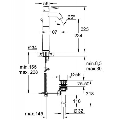 Смеситель для раковины Grohe BauClassic 32868000 хром Смеситель для раковины Grohe BauClassic 32868000 хром