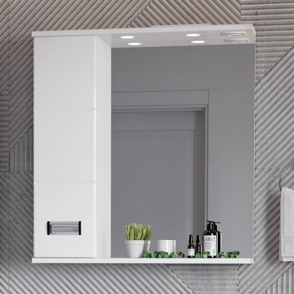 Шкаф-зеркало Onika Балтика 67 белый, левый, с подсветкой