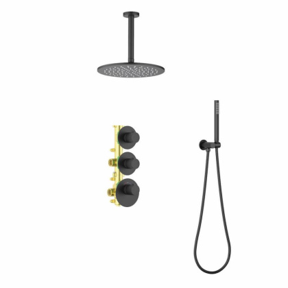 Душевая система Timo Saona SX-2399/03SM скрытого монтажа с термостатом, черная матовая Душевая система Timo Saona SX-2399/03SM скрытого монтажа с термостатом, черная матовая