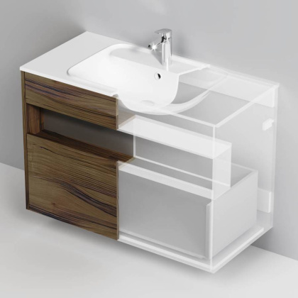 База под раковину с нишей и 1 ящиком, 100 см, дуб крафт, универсальная M8FFUX1001OF